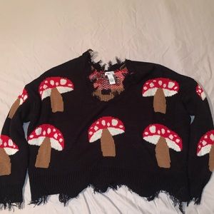 Mushroom Destructed Hem Sweater
